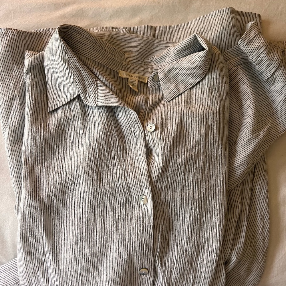 Eileen Fisher Gray Striped Shirt